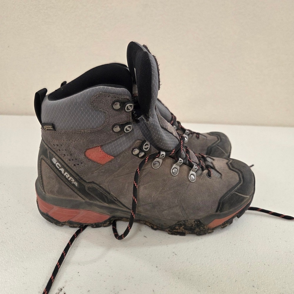 Scarpa ZG Trek GTX Womens Hiking Boots Gray Coral Gore-Tex Vibram 38 US 7‎